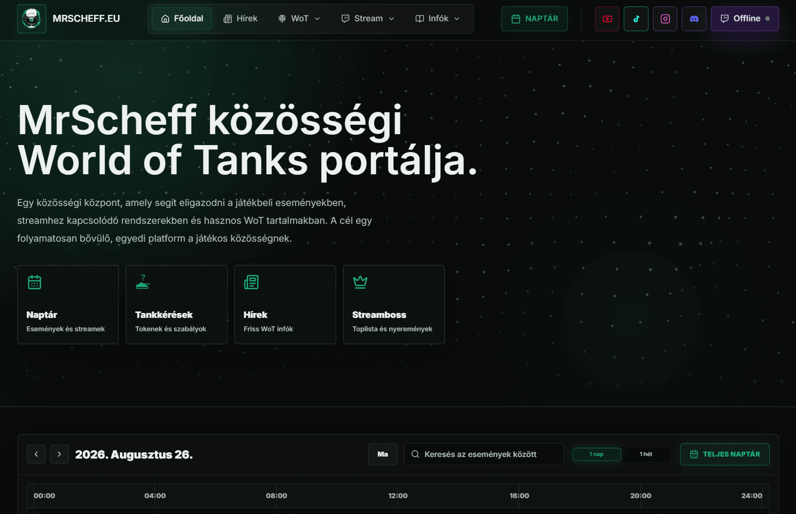 MrScheff főoldal desktop nézet